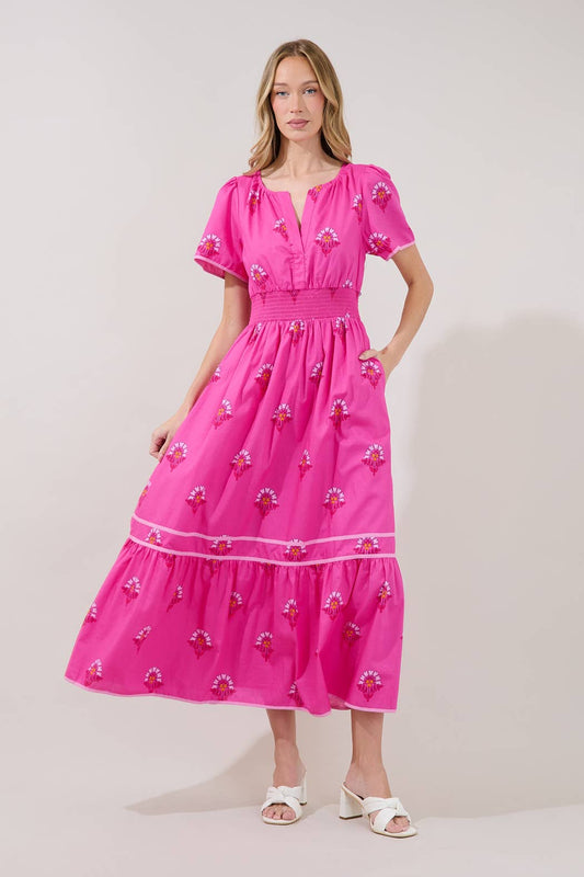 Ordy Smocked Midi Dress