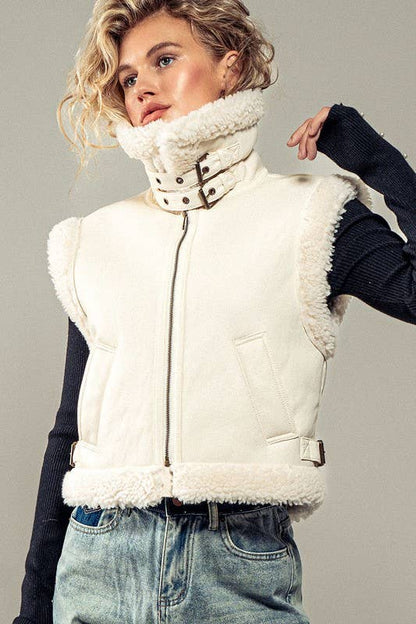Sherpa Lined Cropped Vest