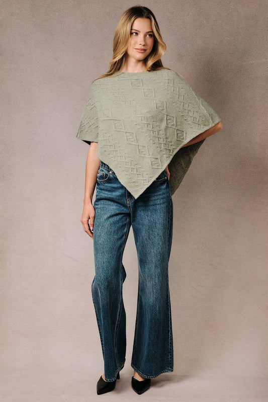 Diamond Cable Knit Poncho Sweater