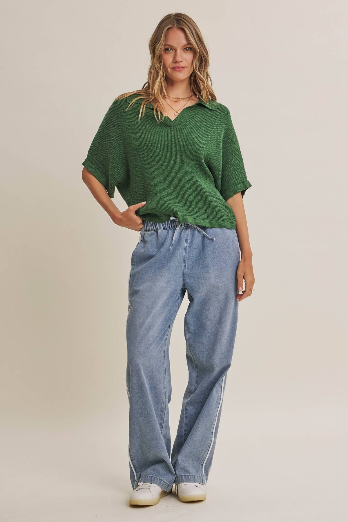 Relaxed Slub Rib Dolman Sweater
