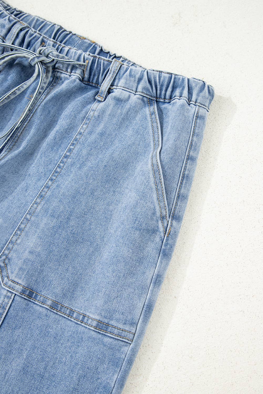 Drawstring Seam Detail Raw Hem WL