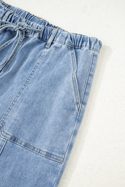 Drawstring Seam Detail Raw Hem WL