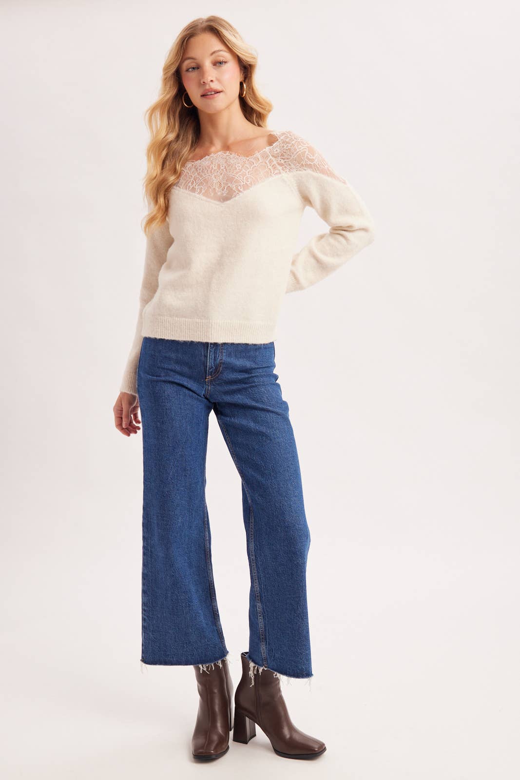 Eyelash Lace Trim Sweater