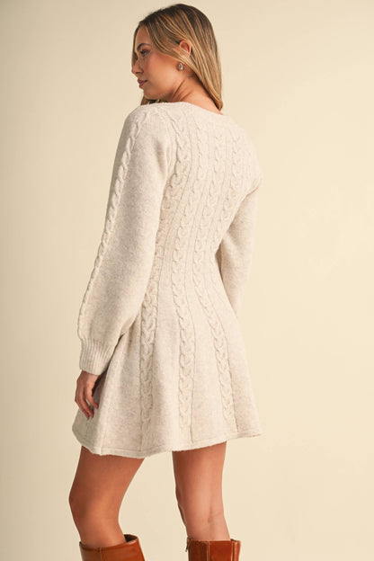 Cable Knit Fit & Flare Mini Dress