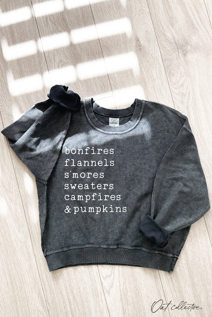 BONFIRES FLANNELS Cropped Thermal Vintage Pullover