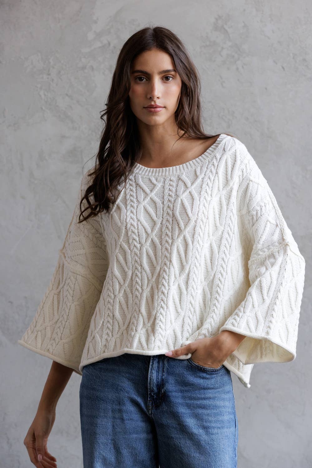 Cable Knit Cropped Sweater