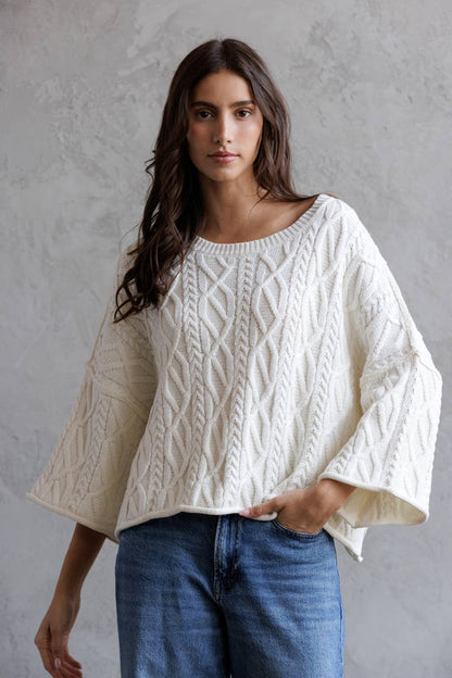 Cable Knit Cropped Sweater