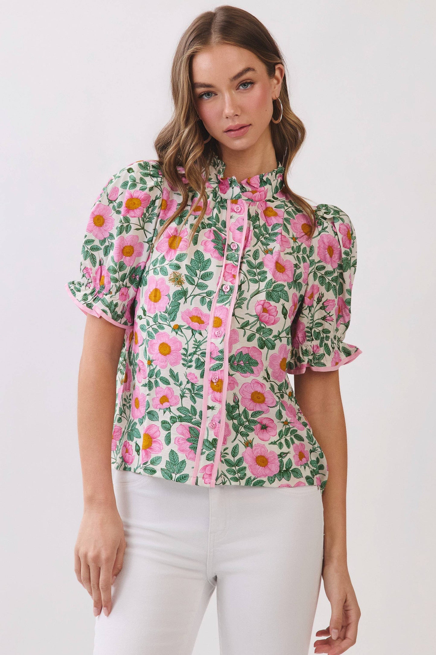 Floral Print Puff Sleeve Blouse