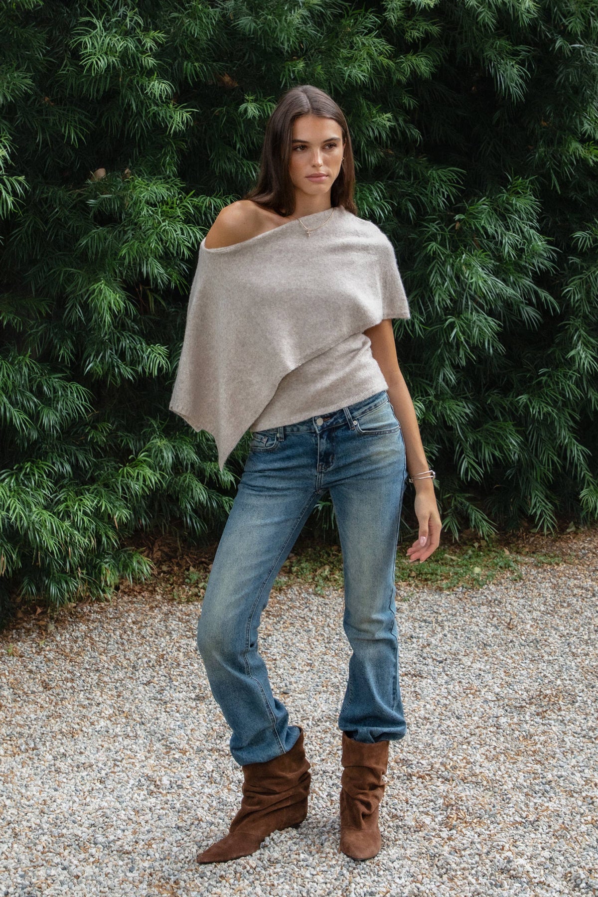 AINSLEY Asymmetric Knit Poncho