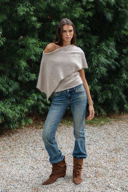 AINSLEY Asymmetric Knit Poncho