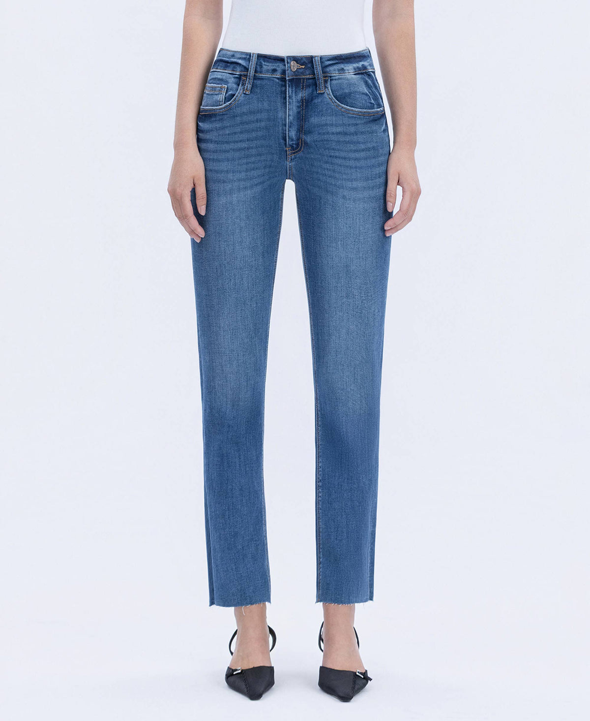 High Rise Slim Straight Jeans