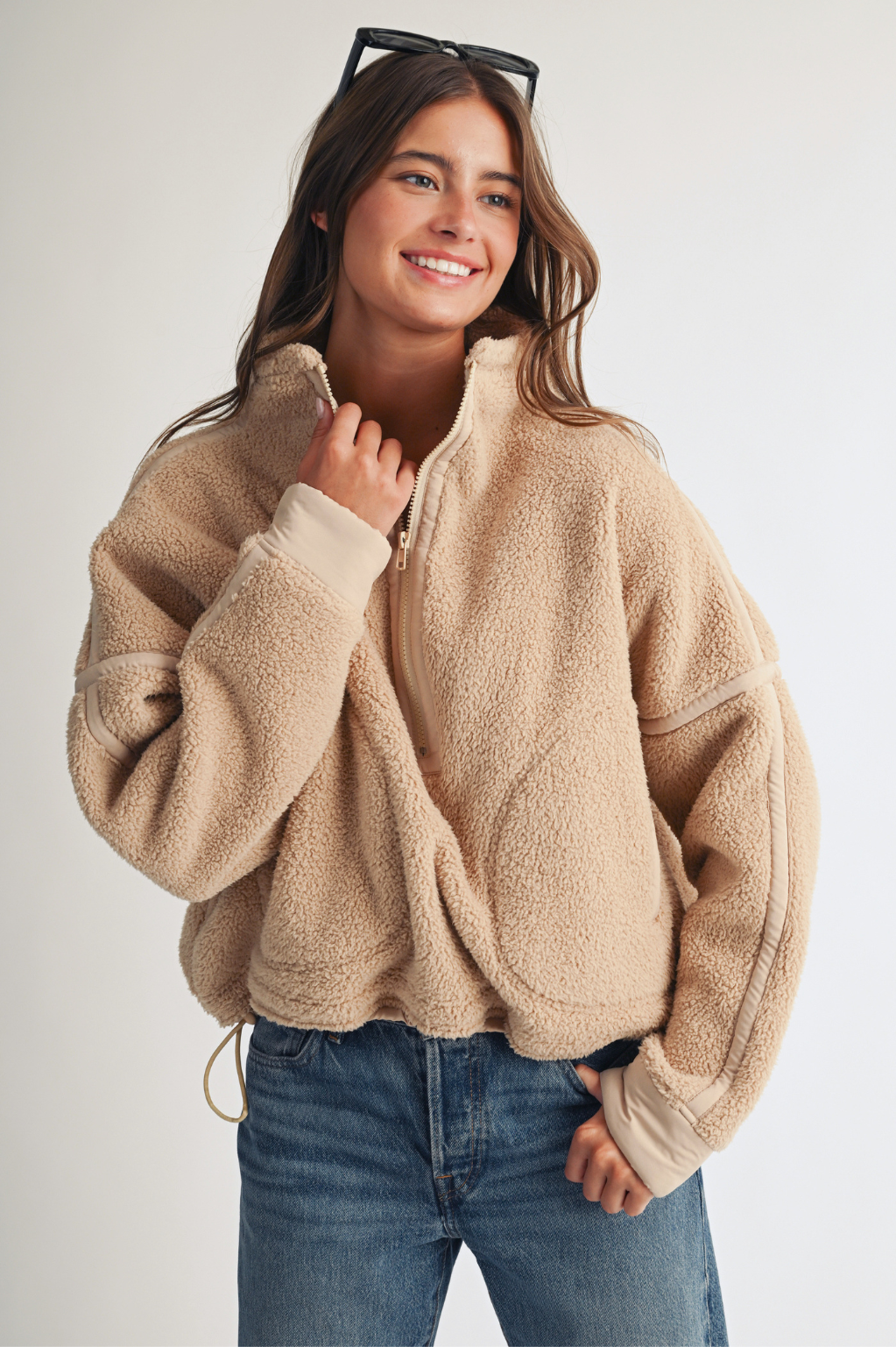 Contrast Trim Fleece Half-Zip