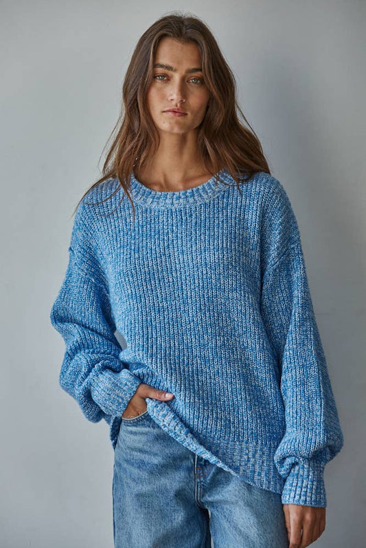 Ribbed High Mock Neck Knit Sweater