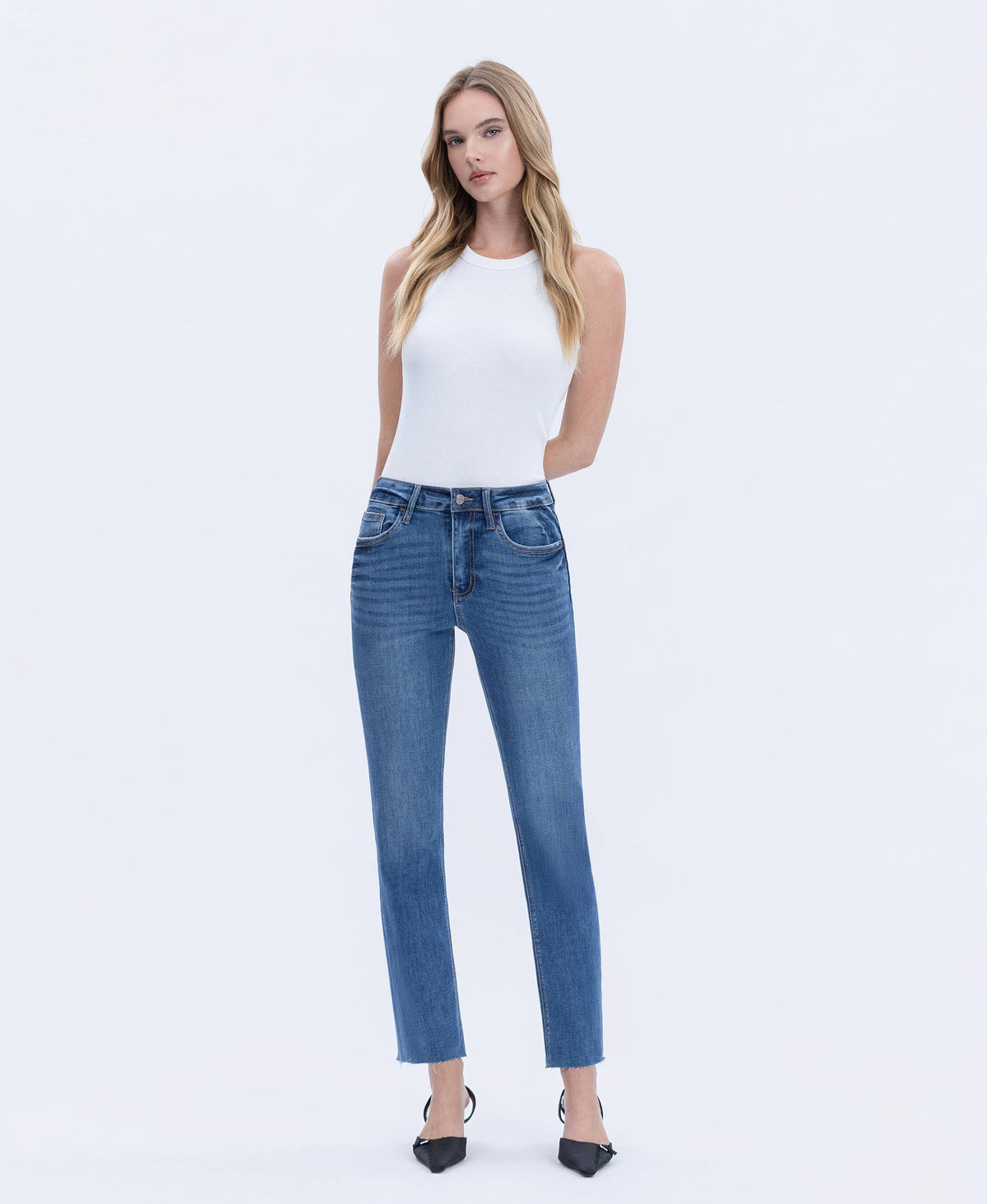 High Rise Slim Straight Jeans