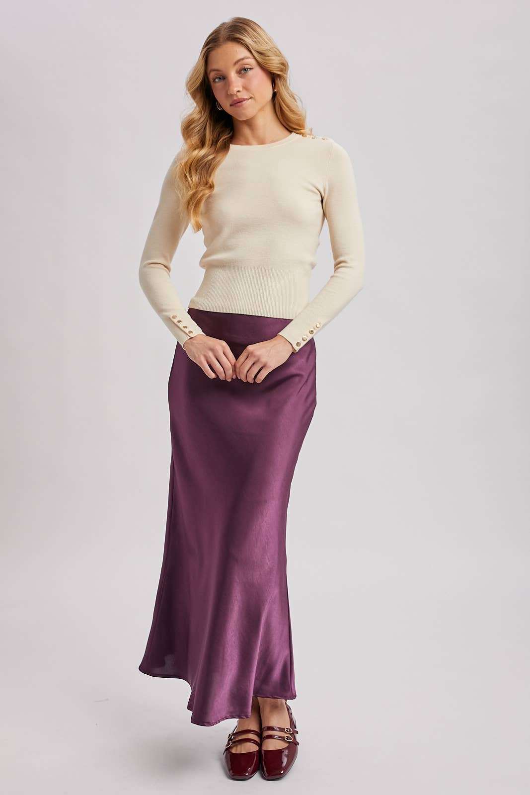 SATIN MIDI SKIRT
