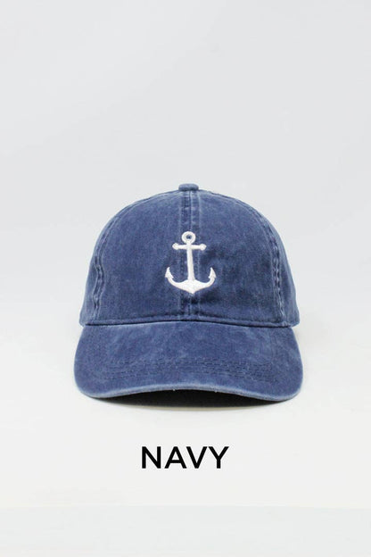LCAP429 - Vintage Washed Baseball cap Anchor Embroidery