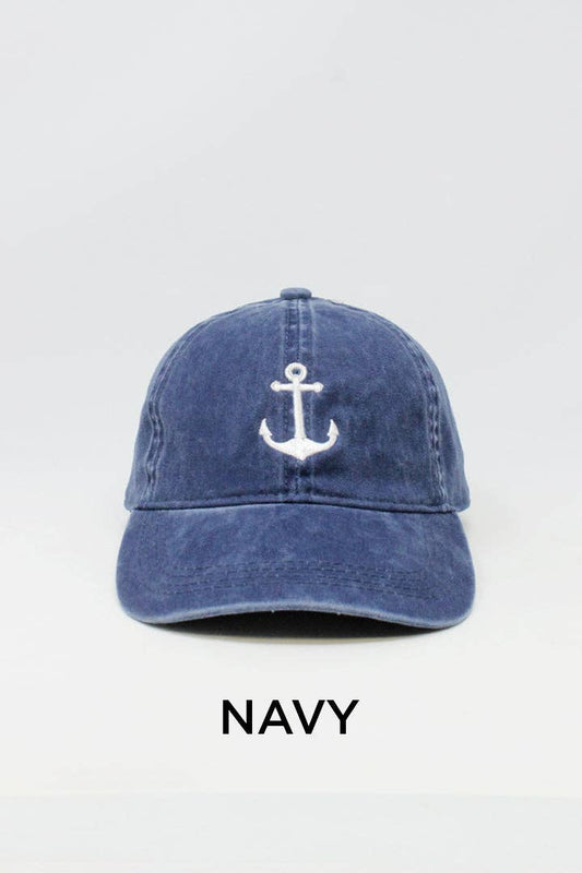 LCAP429 - Vintage Washed Baseball cap Anchor Embroidery