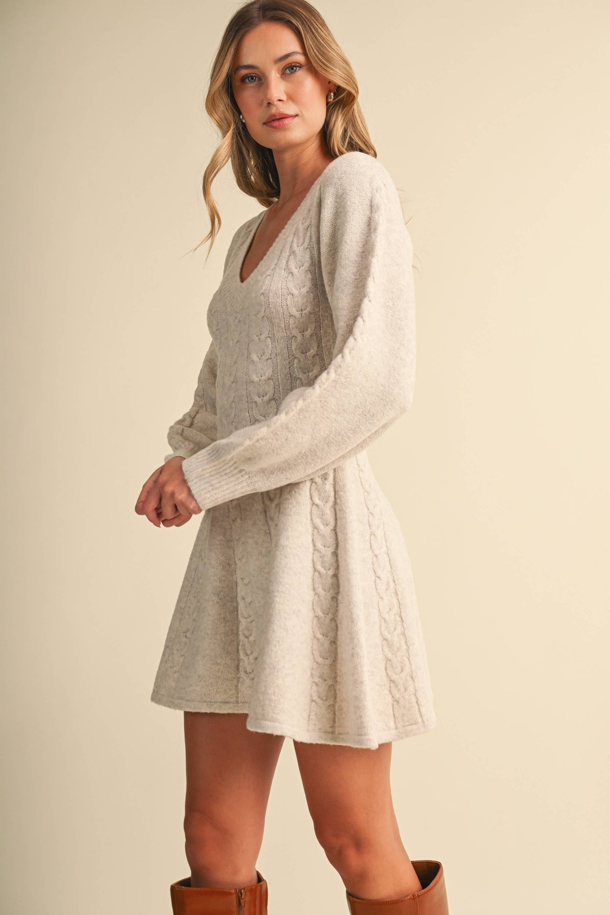 Cable Knit Fit & Flare Mini Dress
