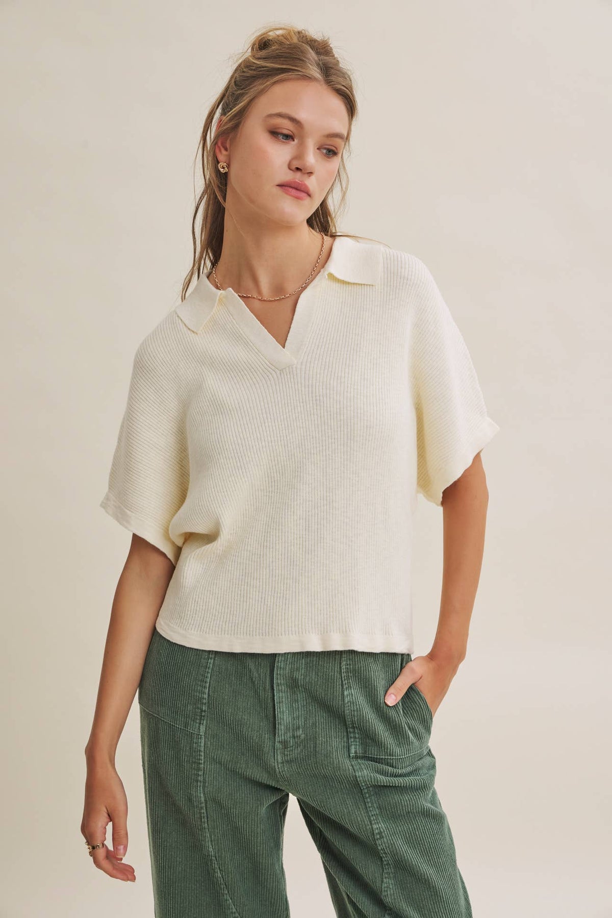 Relaxed Slub Rib Dolman Sweater