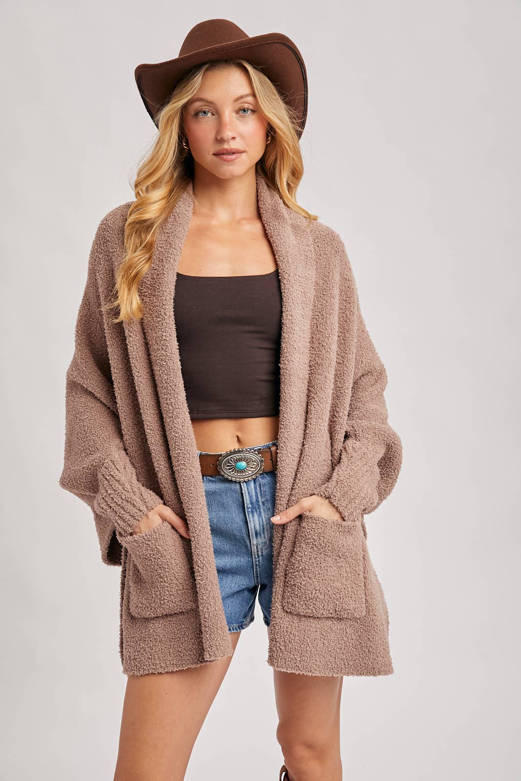 Blanket Wrap Boucle Knit Cardigan