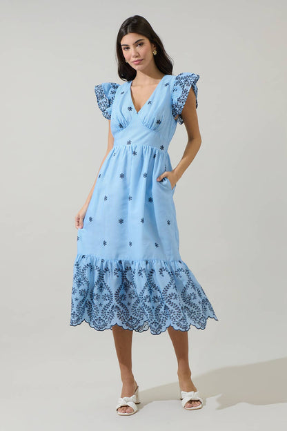 Joliet Stripe Eyelet Zayla Midi