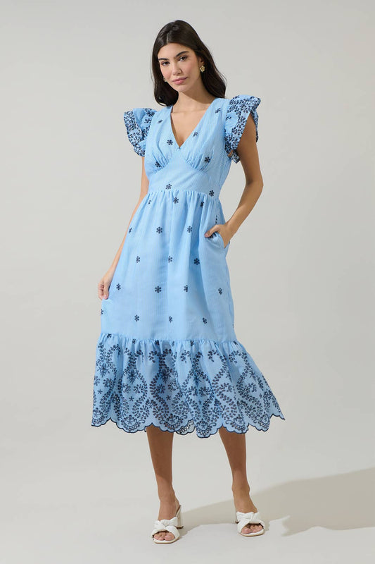 Joliet Stripe Eyelet Zayla Midi