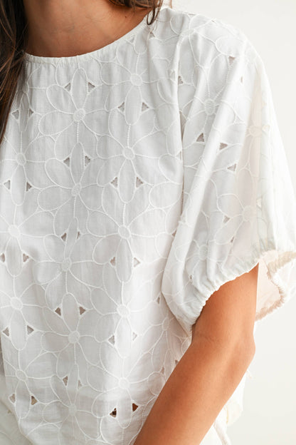 Embroidered White Cotton Blouse