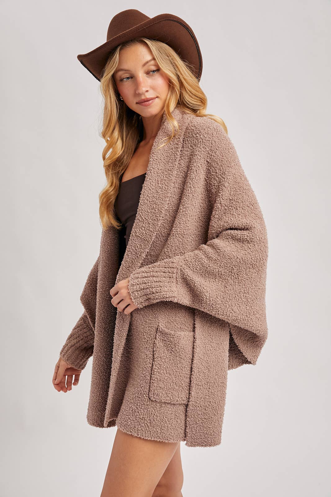 Blanket Wrap Boucle Knit Cardigan