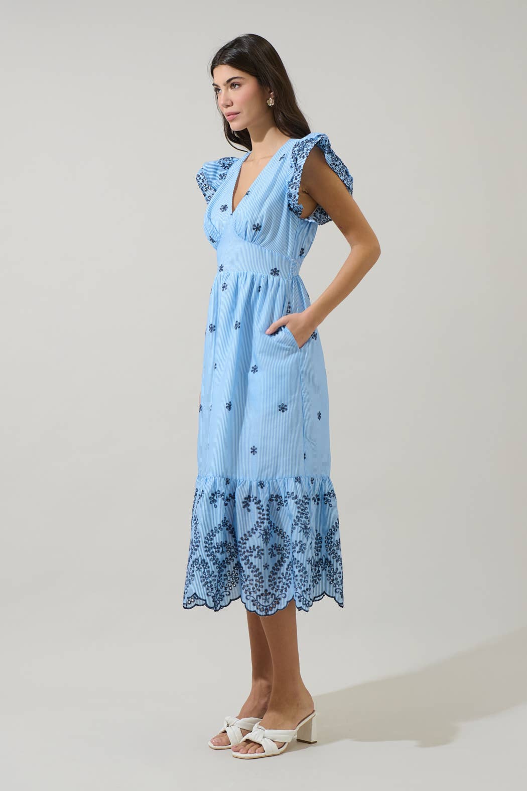 Joliet Stripe Eyelet Zayla Midi