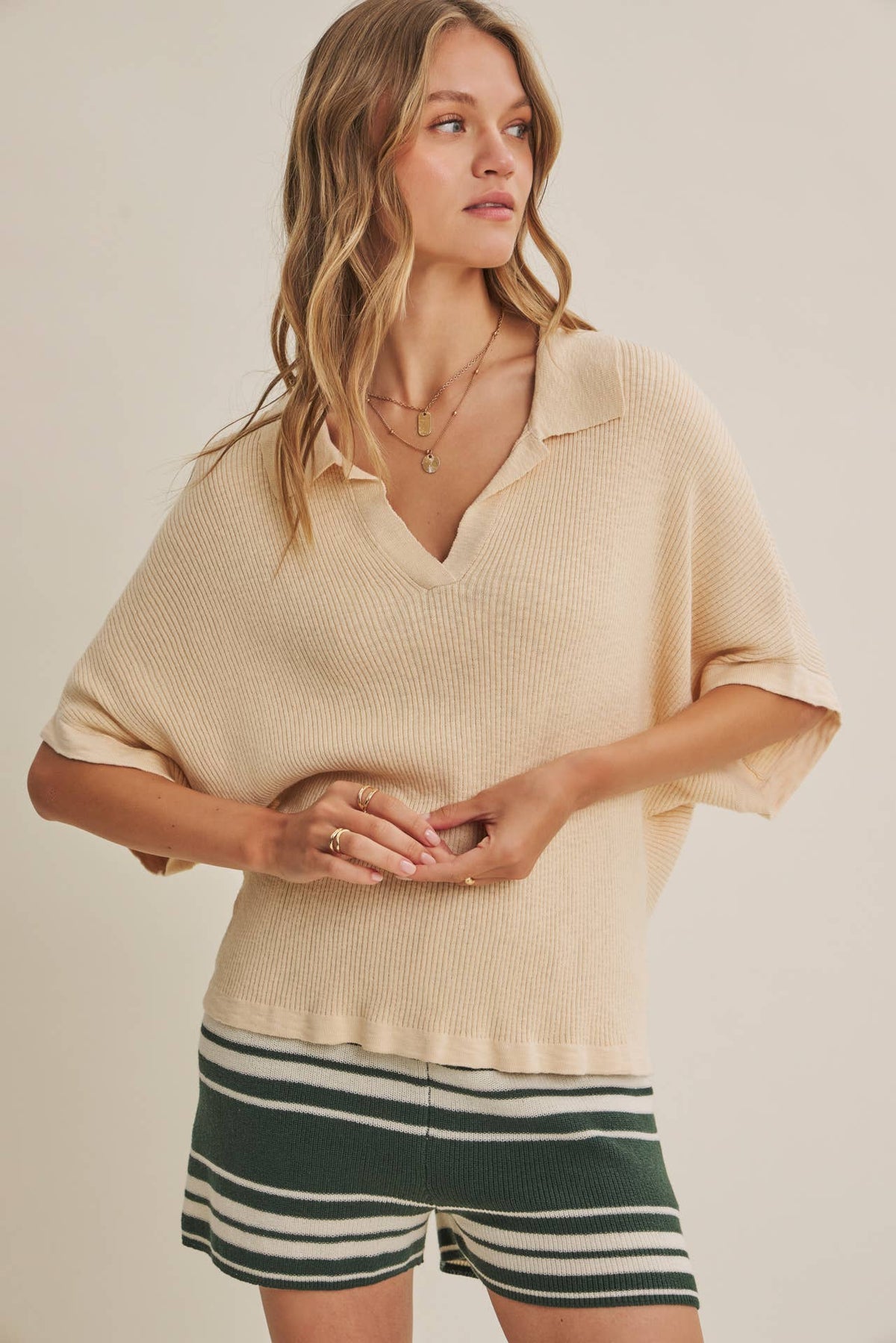 Relaxed Slub Rib Dolman Sweater
