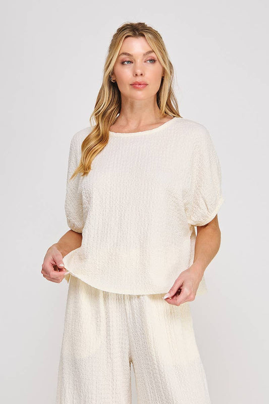 Textured Knit Dolman Top
