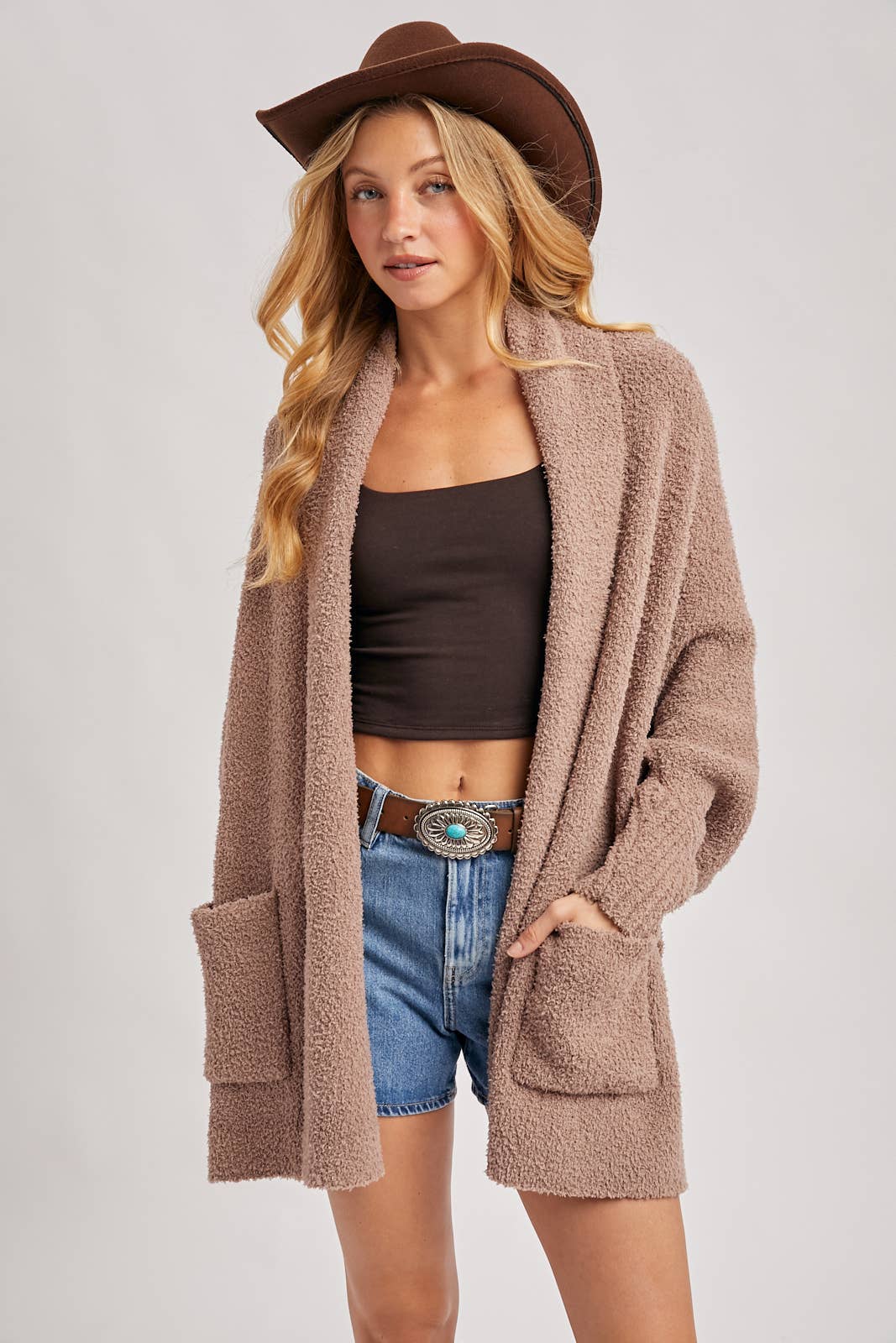 Blanket Wrap Boucle Knit Cardigan