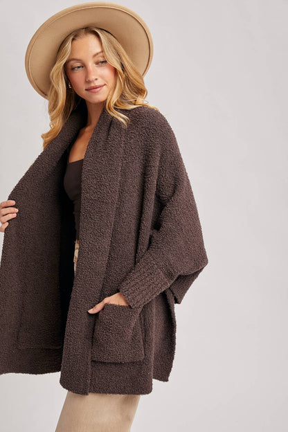 Blanket Wrap Boucle Knit Cardigan