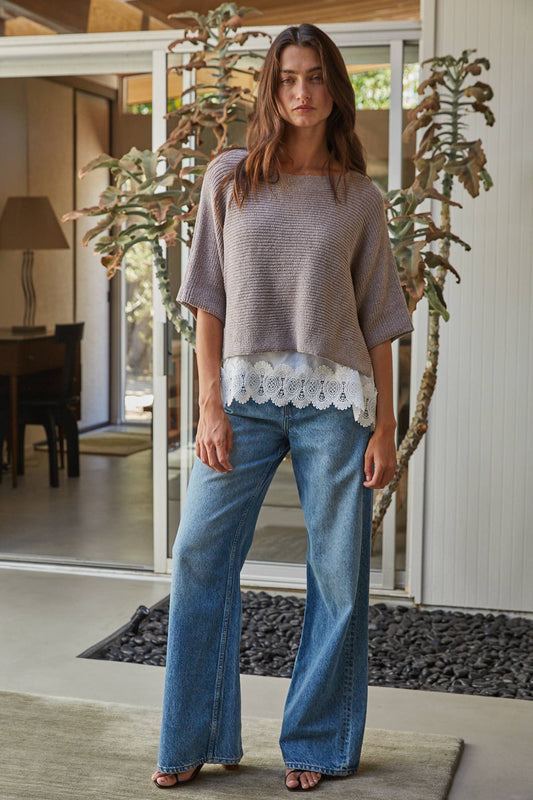 Short Sleeve Knit Sweater
