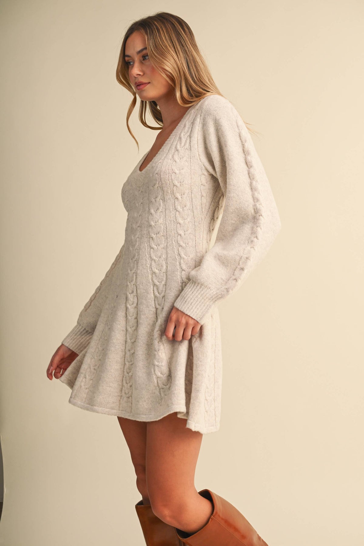 Cable Knit Fit & Flare Mini Dress