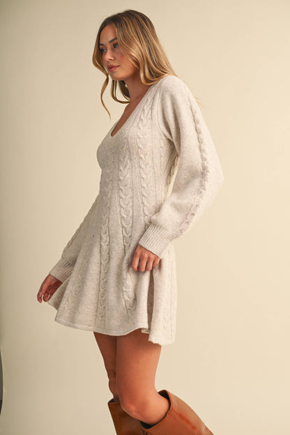 Cable Knit Fit & Flare Mini Dress