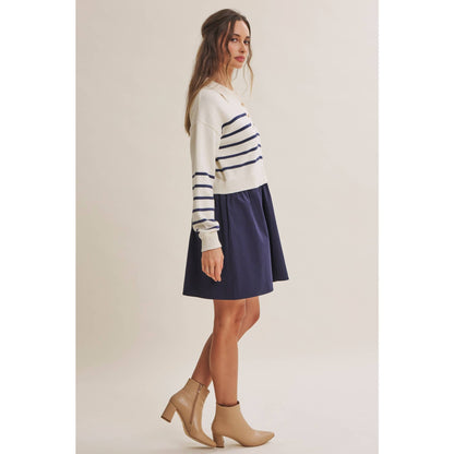 Striped Polo Sweater Mini Dress