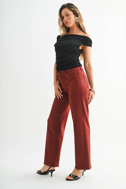 Dk Red Utility Pocket Relaxed Jean