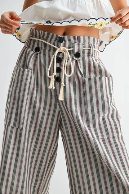 Striped Linen-Blend WL Pant