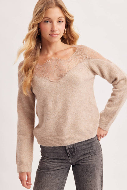 Eyelash Lace Trim Sweater
