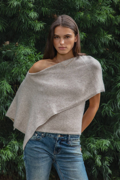 AINSLEY Asymmetric Knit Poncho