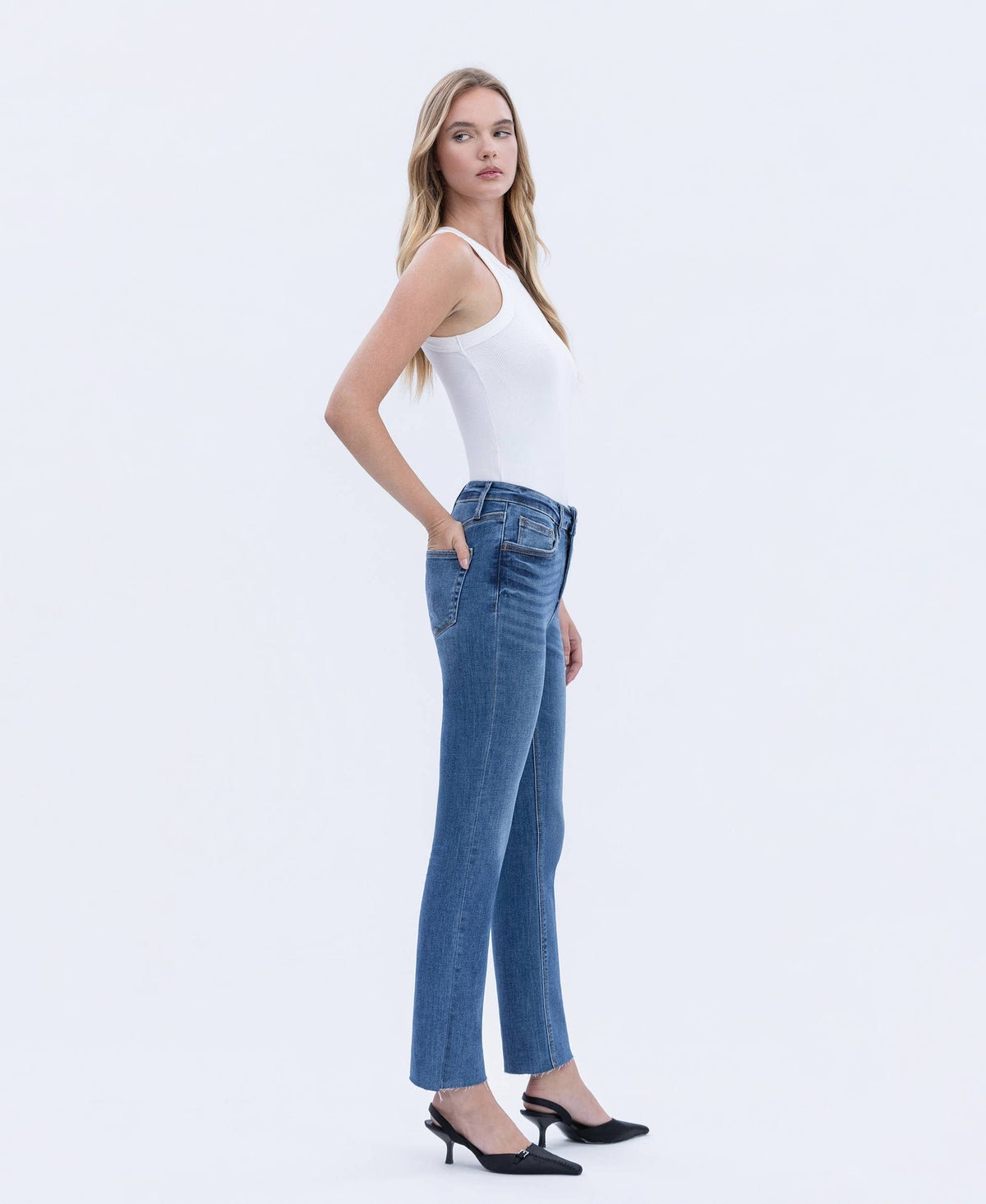 High Rise Slim Straight Jeans