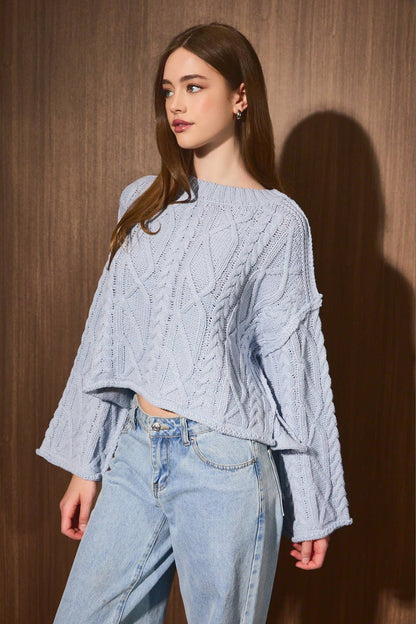 Oversized Crop Cable Knit Sweater