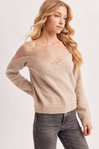Eyelash Lace Trim Sweater