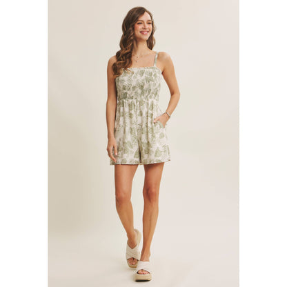 Palm Leaf Smocked Romper