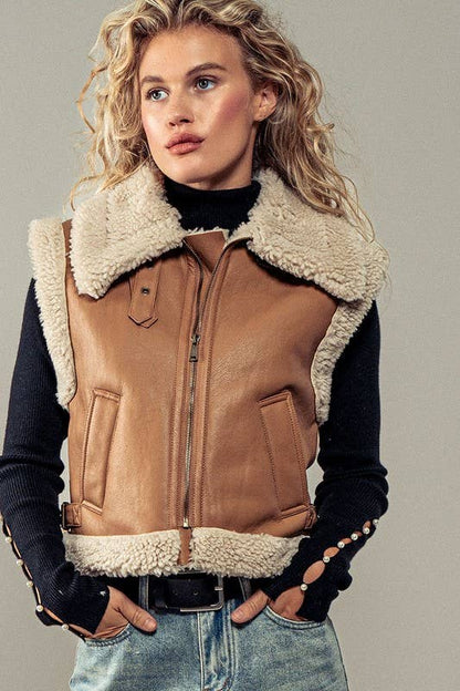 Sherpa Lined Cropped Vest