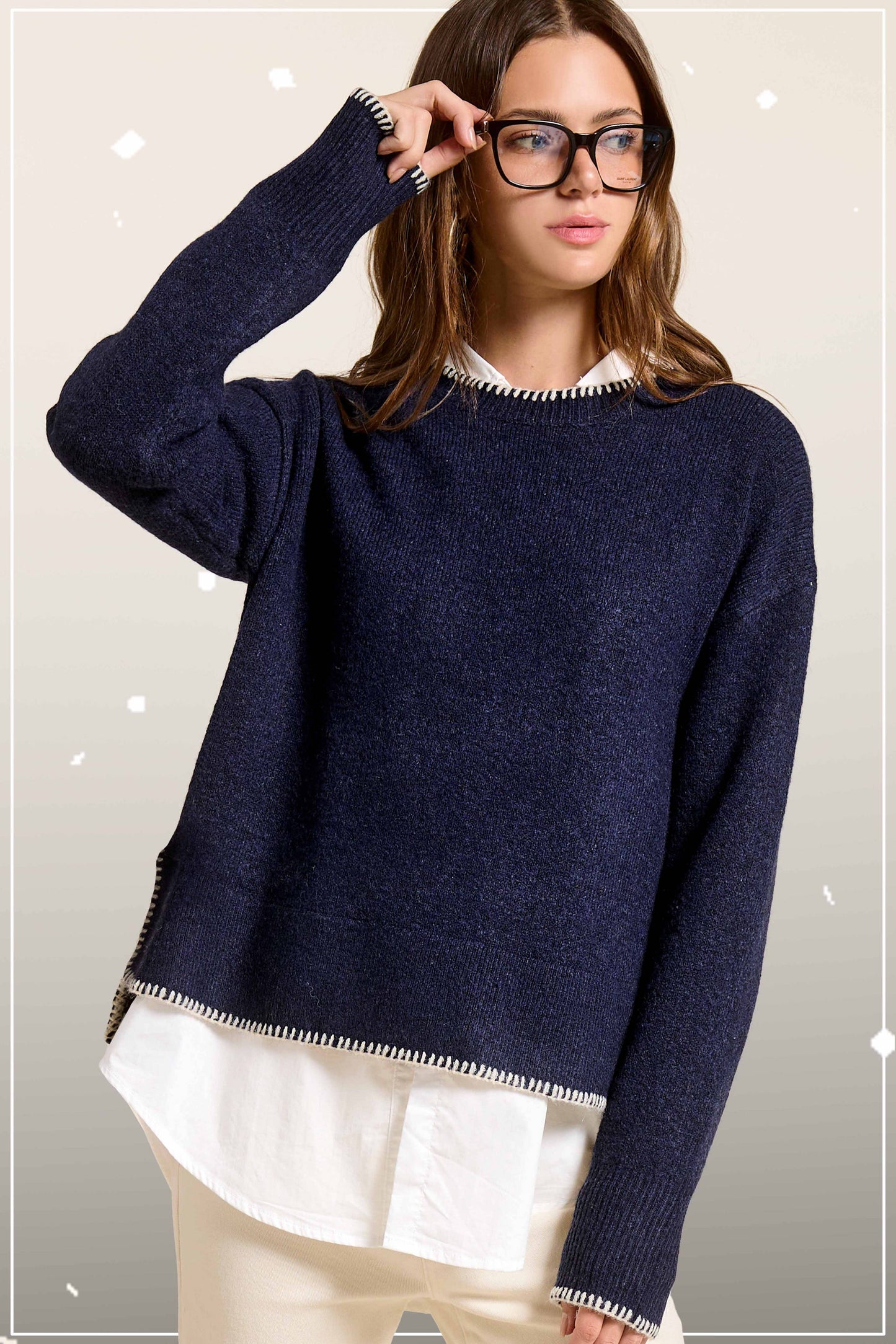 Contrast Stitch Sweater