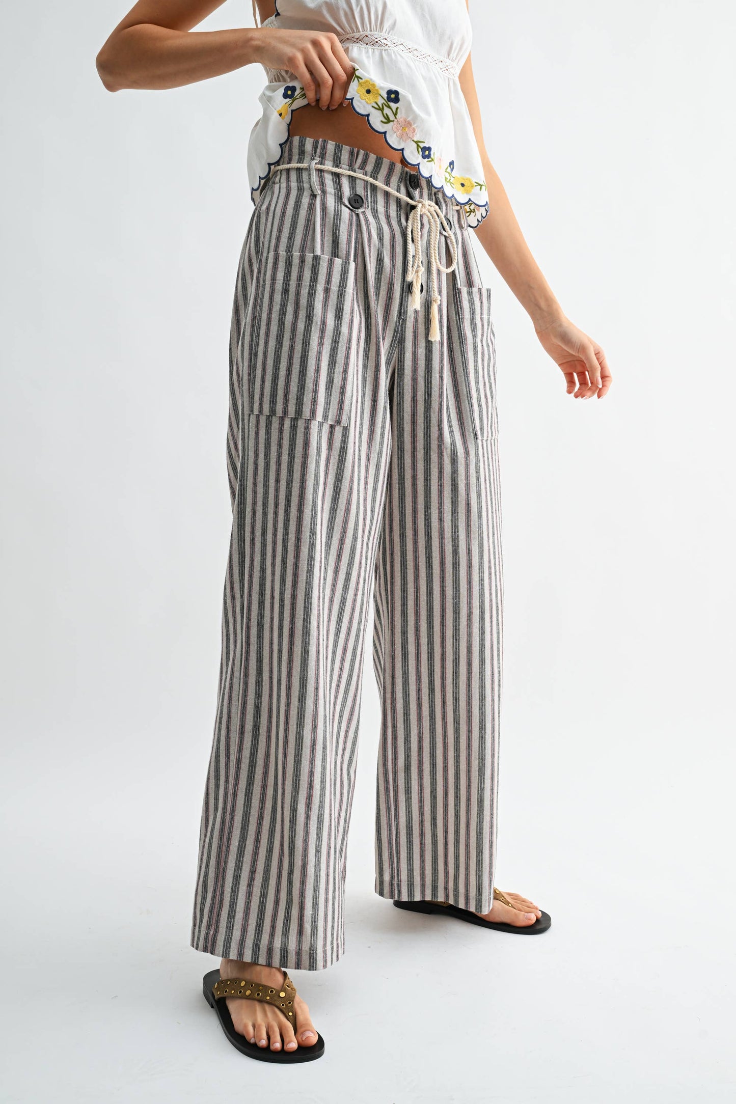 Striped Linen-Blend WL Pant