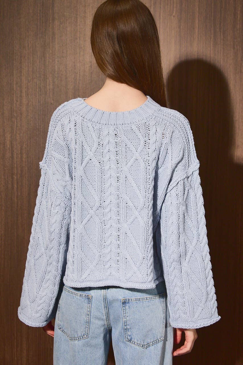 Oversized Crop Cable Knit Sweater