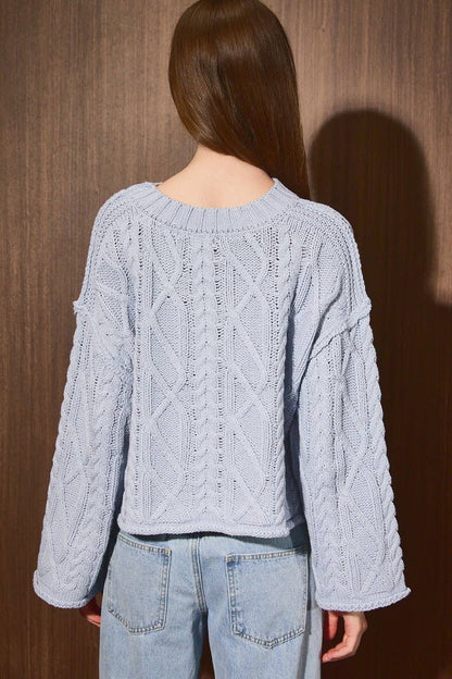 Oversized Crop Cable Knit Sweater
